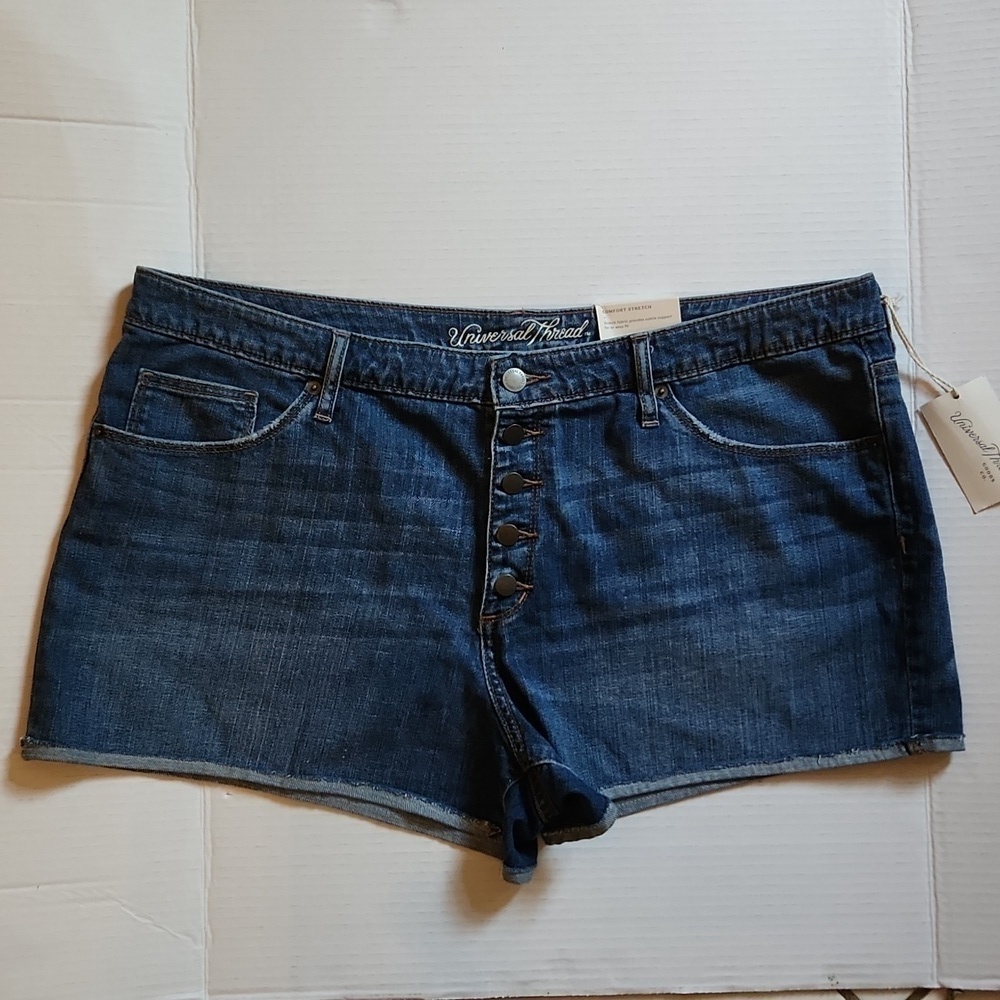 Universal Threads Shortie Shorts Womens Denim Buttonfly Size 18 High Rise New